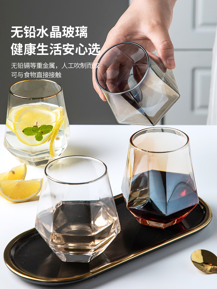 Glass ins style home minimalist living room drinking cup creative net red beer cup teacup Phnom Penh cup cup holder