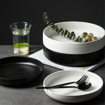 Yaixiu Nordic Ceramic Western Dining Tray Round Vegetable Dish Deep Soup Dish Sarratpan Big Soup Bowl for Home Vegetable Dish