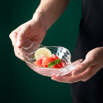 Net red ins gold-edged glass fruit salad bowl creative ocean wind tableware dessert bowl scallop dish dish dim sum set plate