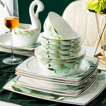 Jingdezhen Ceramic Bone China Bowls and Plates Household Bowls and Chopsticks Tableware Light Luxury Bowls Rice Bowls Noodle Bowls Soup Bowls Nordic Tableware