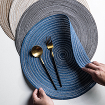 Japanese cotton linen mat four-color household placematte heat insulation mat round cushion coaster hand-woven non-slip Western food bowl plate mat