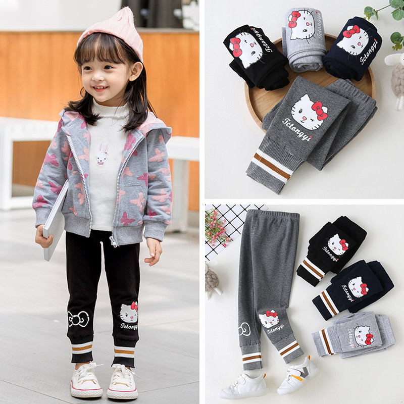 Girl Pants 2022 Fall Outside Wearing Children's Ocean Korean Version Little Girl Pure Cotton Baby Cartoon Spring Autumn Inner Lap Pants