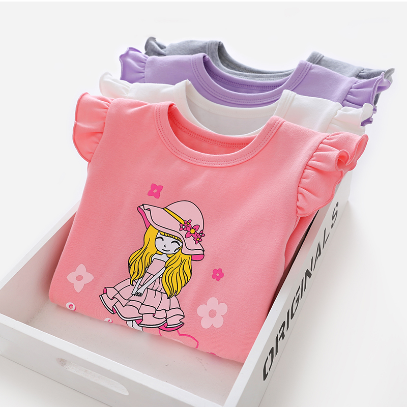 (80 yards) girl T-shirt princess fall long sleeves inner lap clothes baby pure cotton spring autumn clothes little girl spring clothes