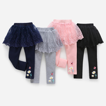 Girls pants skirt fake two-piece leggings childrens spring and autumn pants baby womens skirt pants autumn cotton trousers wear autumn clothes