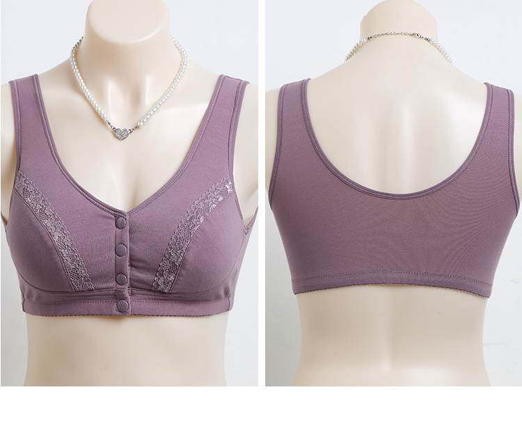 Đồ lót cotton trung niên và già, mùa hè mỏng, áo ngực mẹ cỡ lớn, khóa trước, áo ngực không có vòng thép - Strapless Bras ao lot duc