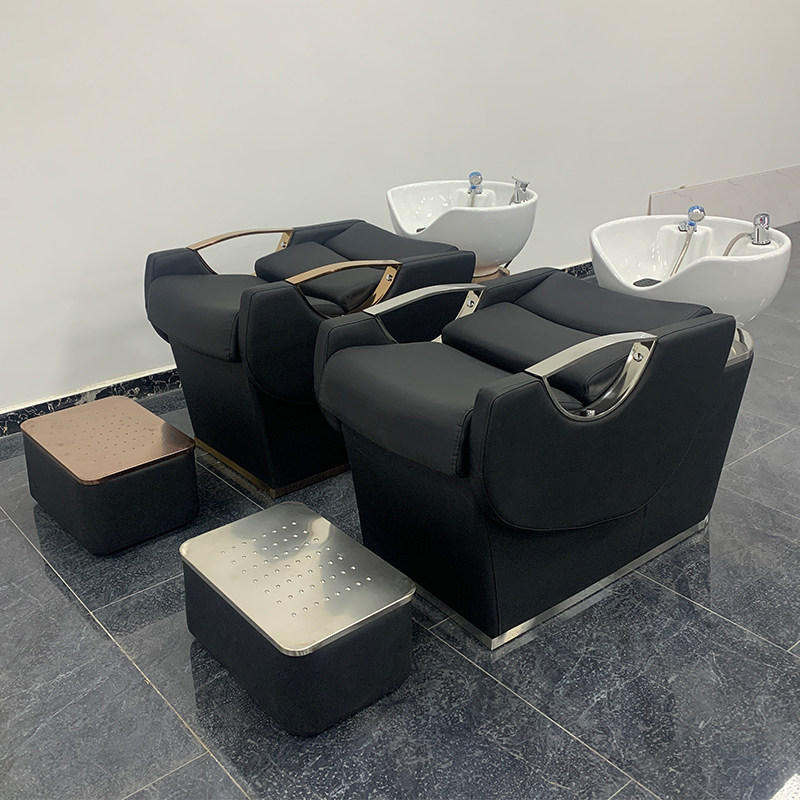 Semi-recumbent hair salon shampoo bed ceramic basin hair salon special net red hair salon flushing bed multi-functional massage bed