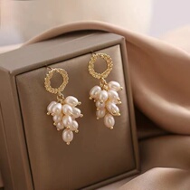 14K gold natural freshwater pearl wheat ear Pearl tassel earrings Joker simple gift for girlfriend friend