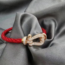 18K rose gold imported moisanishi this year red rope full diamond transfer wild hand rope couple girlfriends bracelet female