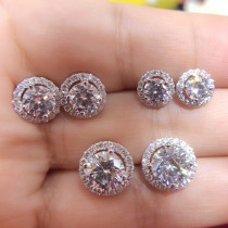 PT950 platinum American imported Moisan Stone Group diamond round luxury dandelion ear nail Japanese and Korean ear ornaments