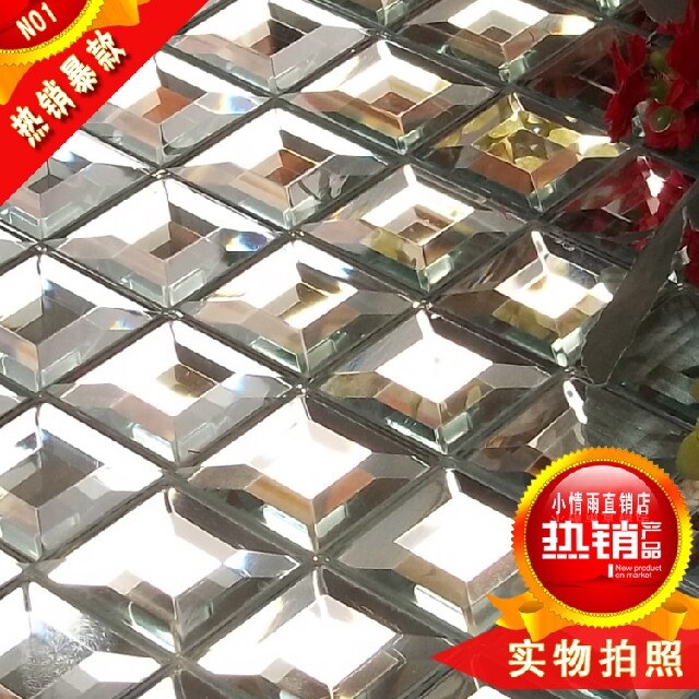 30mm silver mirror five-sided edging mirror mosaic glass mosaic background wall mirror mosaic home decoration