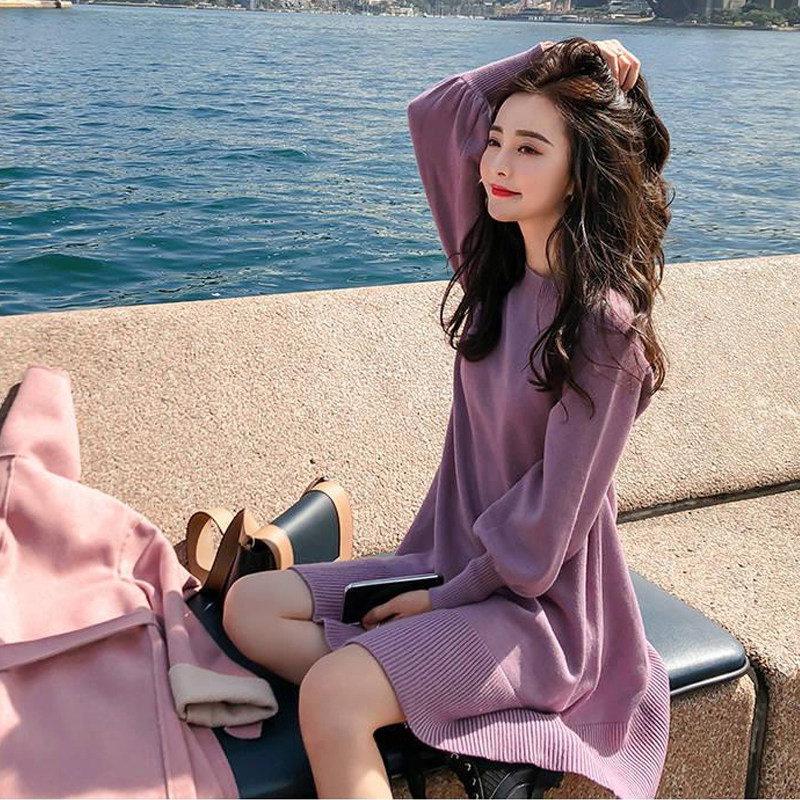 Internet Red Early autumn Lazy Wind Sweater New Autumn And Winter Very Fairy's Fabian Knitted Thickening of the Feminine Dress