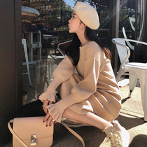  Lazy wind sweater loose outer wear small fresh autumn thickening knitted super fairy net red inner winter dress