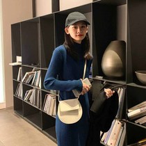 Matching coat of coat underdress sweaters dress 2021 new Korean version half-high collar sweaters with long knitted one-piece dress