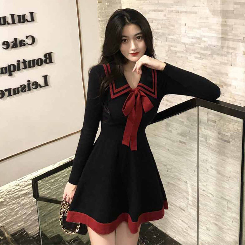 Knit Ocean Dress Women's New Year Sweater Little Sub Play Bottom Inside Lap Women's Dress 2021 New Dresses Spring Dress
