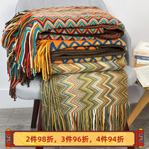 Nordic bedside rug corrugated multi-color decorative blanket model room autumn bedside towel light luxury style bedroom air conditioning blanket