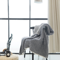 Knitted blanket cotton blue and white woolen blanket office double-sided autumn lunch break blanket hotel bedroom model room air conditioning blanket