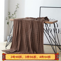Pure cotton simple modern sofa cover model room pure cotton wool blanket casual blanket coffee color hotel bedside blanket with towel