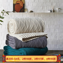Simple modern rhombus cotton blanket autumn knitted blanket skin-friendly breathable office nap sofa fashionable blanket