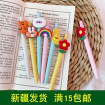-0 day cute macaron rabbit Flower Gel Pen girl heart press gel pen office stationery bear pen