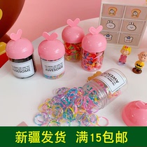 -0 girl heart cute candy color barreled leather band color macaron rubber band tie hair rope Hairband disposable