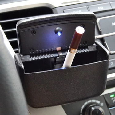 Portable on-board smoking Ashtray Hanging with lid Creative Belt LED Night Light in car Car Supplies Air Conditioning openings Interiors