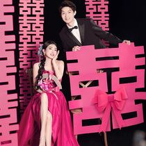 Wedding room layout set long wedding rose red happy word cloth wedding engagement photo props hanging decorations