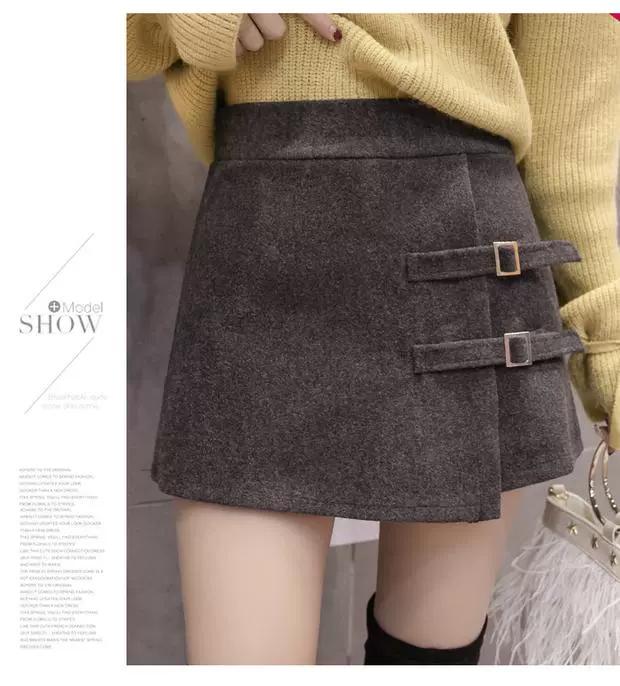 Quần short len ​​nữ mùa đông mặc quần cạp cao cạp cao quần mùa thu đông 2018 phiên bản Hàn Quốc mới mặc quần bốt hoang dã quần đùi cotton nữ mặc nhà
