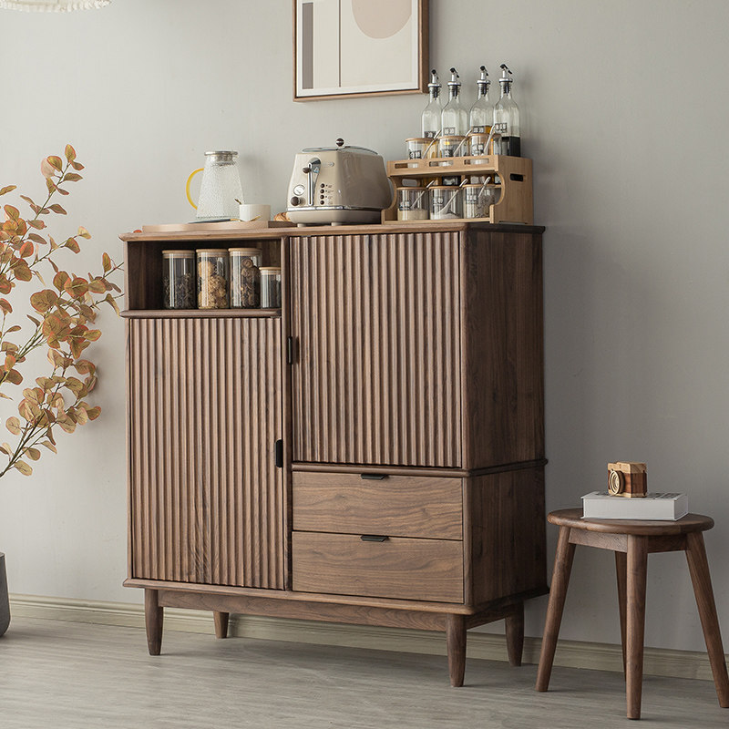 Nordic Small Household Type Black Walnuts Wood Dining Cabinet Intake Cabinet Tea Water Minima Containing Door Hall Cabinet Close To Wall Disposal Cabinet Home