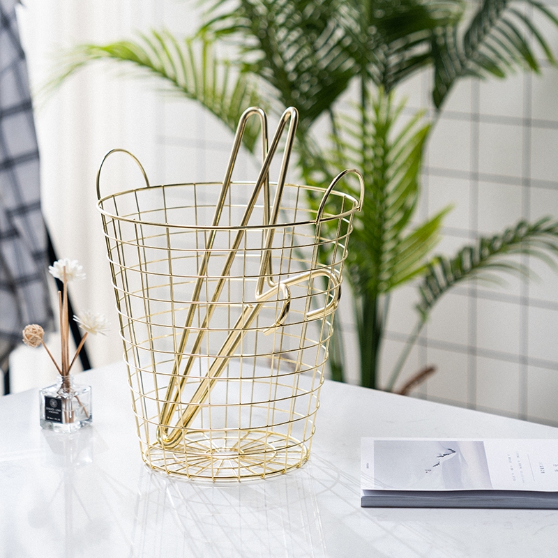 U Home｜Golden Storage Basket Light Luxury Nordic Iron High-grade Electroplating Dirty Clothes Basket Bathroom Dirty Clothes Towel