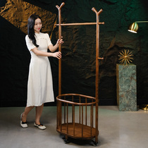 U Home | online red solid wood clothes hat rack floor bedroom home movable containing basket multifunctional hanging clothes hanger