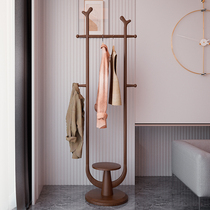 U Home | Advanced feel full solid wood clothes hat rack bedroom floor multifunctional creative hanging clothes hanger subnet red condo