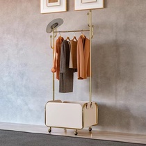 U+Home｜304 stainless steel coat rack movable light luxury white gold cream style clothes hanger leather dirty clothes basket