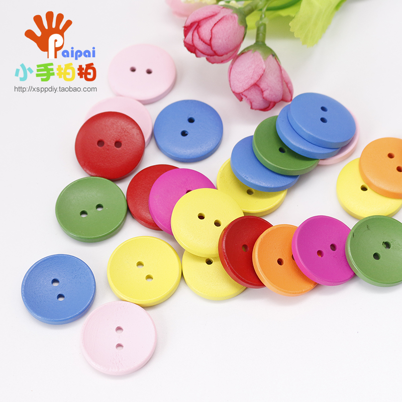 Colorful buttons Colorful decorative buttons Colorful wooden buttons Kindergarten DIY handmade materials