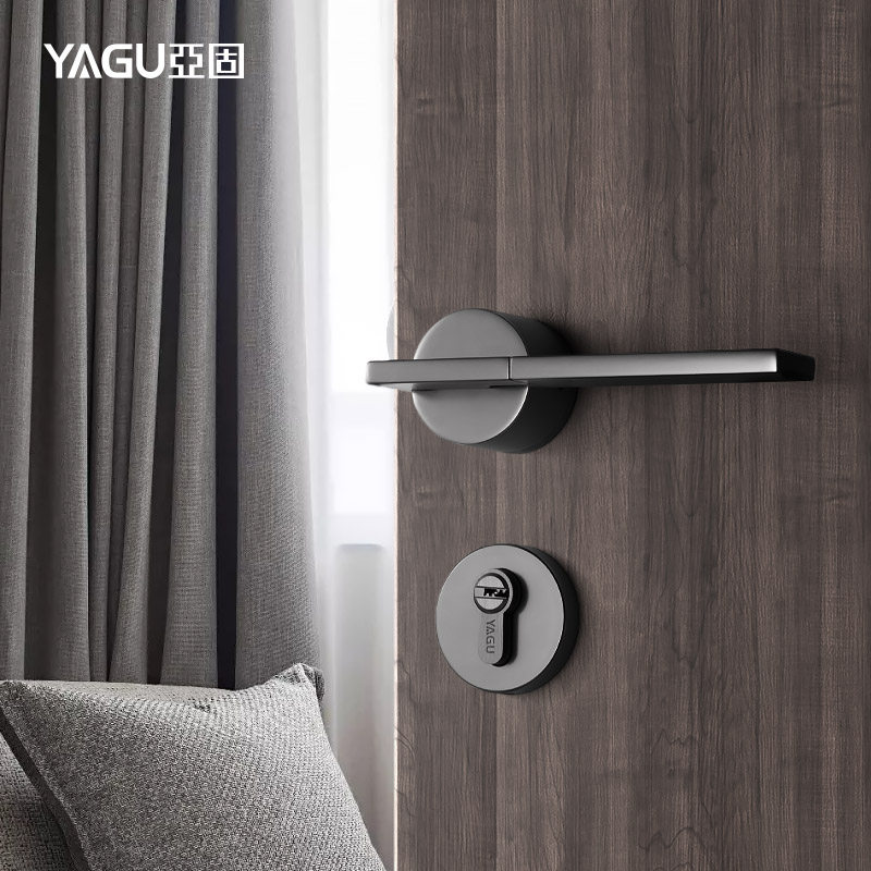 Yagu door lock indoor bedroom door lock magnetic suction door handle gray black Nordic mute simple postmodern door lock