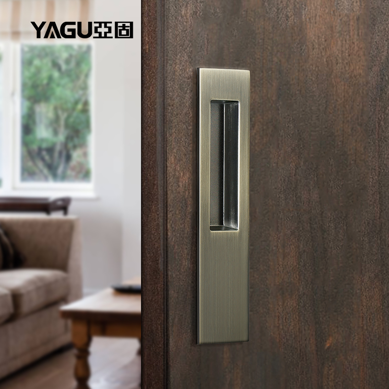 Sub-fixed door handle push-and-pull wood door invisible handle black handle wardrobe concealed handle embedded in the embedded dark handle