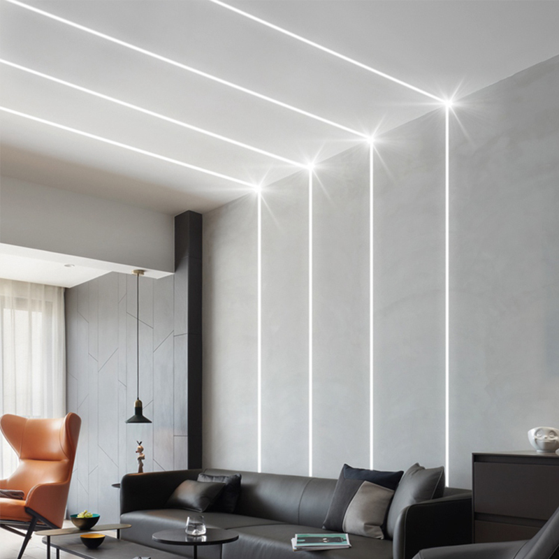 LED light trough black embedded aluminum alloy line light aluminum trough light surface mounted ceiling hard light strip u-shaped line light