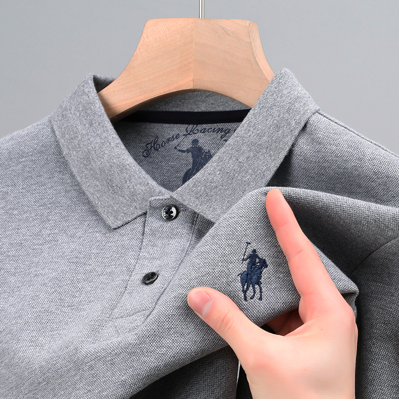 Polo Shirt Men's Long-Sleeve T-Shirt Pure Cotton Middle-Aged Dad's Spring and Autumn Clothing Top Autumn Shirt