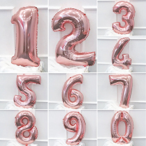 Aluminum Film Digital Baby Birthday Arrangement Package Decoration Supplies Balloon Letters 30 Inch Rose Gold number 70cm