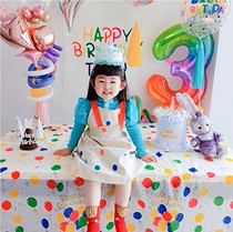 Sweet Pint Table Cloth Birthday Decoration Scene Arrangement Childrens Treasure Party Supplies 1st Year Digital Balloons Ins Nets Red
