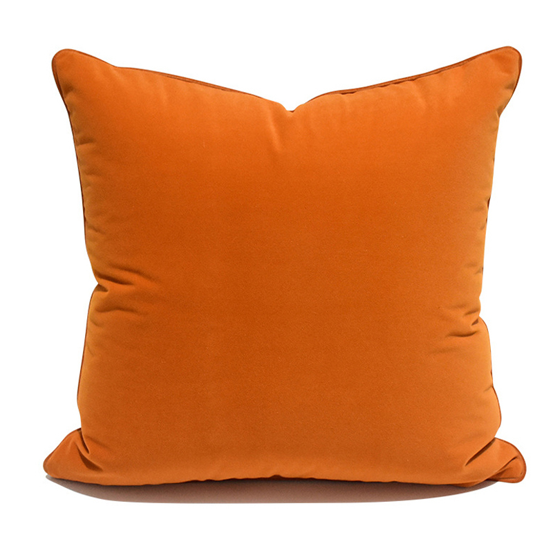 Simple Bright Orange Pillowcase, High-End Suede Cushion, Sofa Matte Velvet Cushion, Bay Window Bed Orange Cushion 50