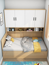 Customized tatami bed cabinet integrated small apartment air pressure storage childrens bed side cabinet solid wood wardrobe combination single bed