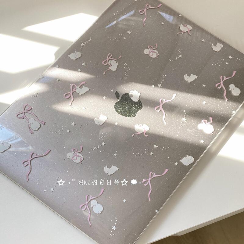 Kiki's Daydream/Pink Bow Starry Rabbit Starry Sky Acrylic MacBook Pro/Air Protective Case Lightweight Anti-Collision Pc Material M4M5 New Model Drop-Proof Breathable