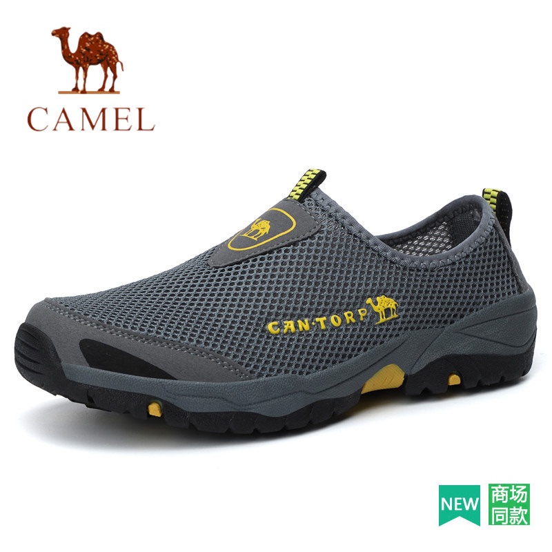 Camel Men's Shoes Summer Slip-On Men's Sports Casual Breathable Mesh Shoes Soft Sole Anti-Slip Lazy Shoes for the Elderly