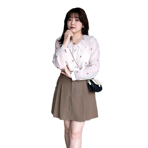 Кукла, шифоновая осенняя рубашка, большой размер, кукольный воротник, по фигуре