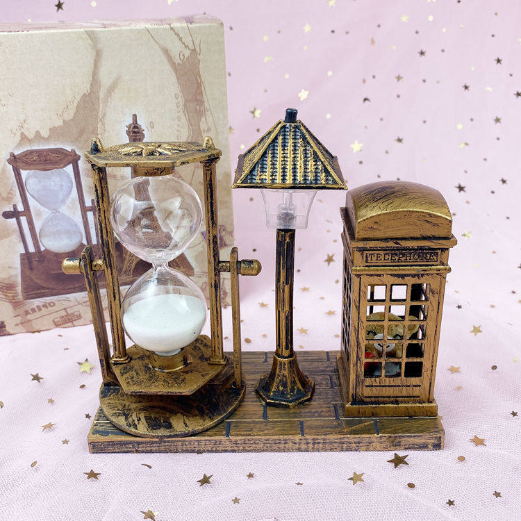 1066 Antique Phone Kiosk Small Bear Street Lamp Sanddrain Creative Student Gift Student Gift Two-tone Small Night Light Pendulum