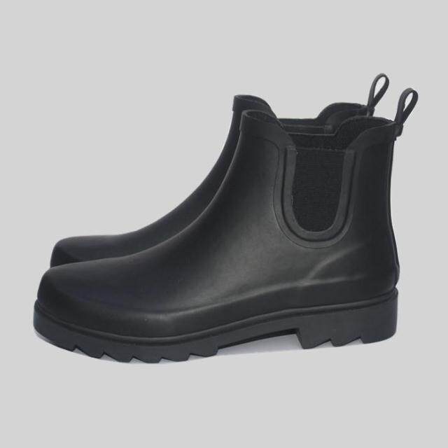 Outer single fashion shallow mouth one foot pedal rain boots ladies short rubber shoe cover shoes rubber water shoes single lining cloth