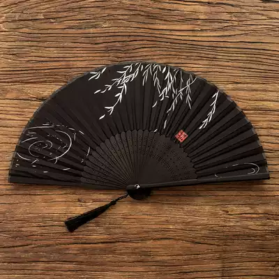 Ancient style fan women Chinese style classical retro Japanese folding fan portable mini tassel black ancient Dance Dance Dance