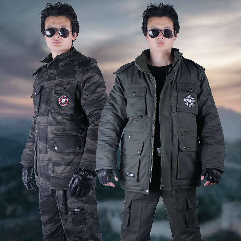 Pure cotton gushed black eagle new dark night camouflate suit men's work training workwear thickened anti-chill and warm