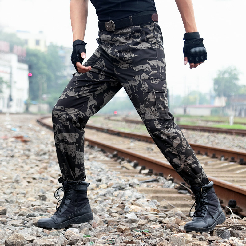 Wear - resistant night black eagle camouflage pants spring and autumn men and women new tactical trousers trousers work dirty resistance