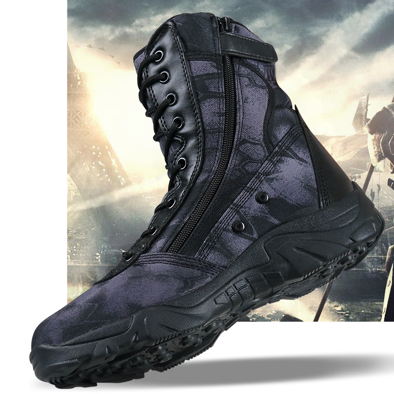 Outdoor New High Silo Desert Black Python Camouflak Combat Boots Man Super Light Breathable Combat Training Boots Mountaineering Shoes